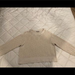 Everlane cream cotton linen blend pullover crew neck sweater